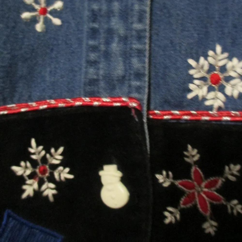 Tantrums Vintage top denim Christmas snowmen - Picture 4 of 11
